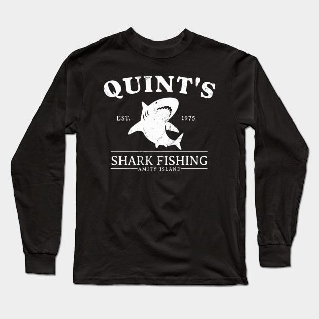 Quint’s Shark Fishing Amity Island Long Sleeve T-Shirt by denkanysti